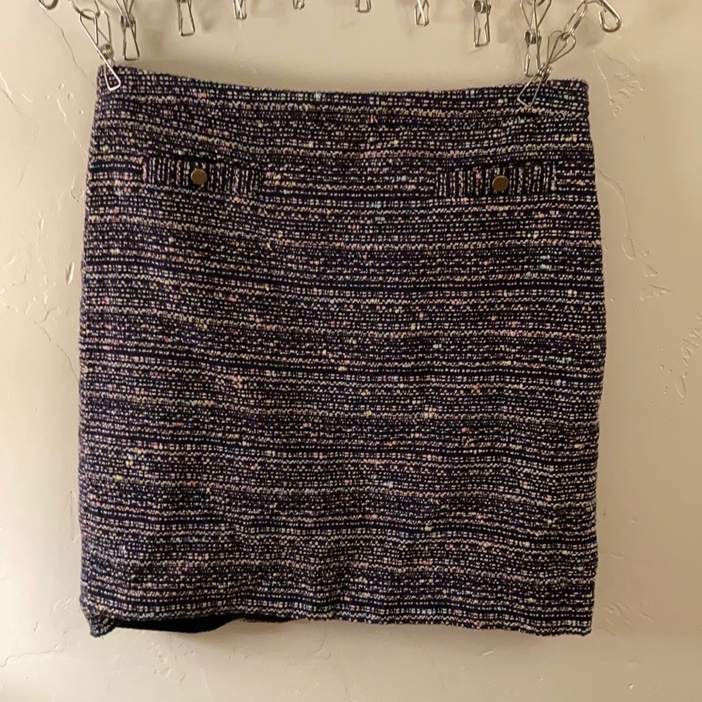 Loft Navy Blue Woven Pencil Skirt